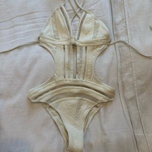 Agua Bendita white one piece cut out swimsuit